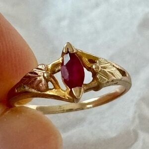 Black Hills Gold 10k Ruby Ring Size 5.
